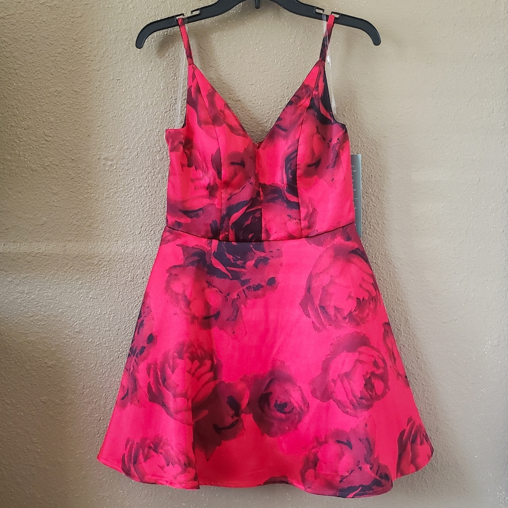 NWT Floral Red and Black Dress - Picture 2 of 6